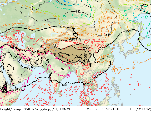 Z500/Rain (+SLP)/Z850 ECMWF We 05.06.2024 18 UTC