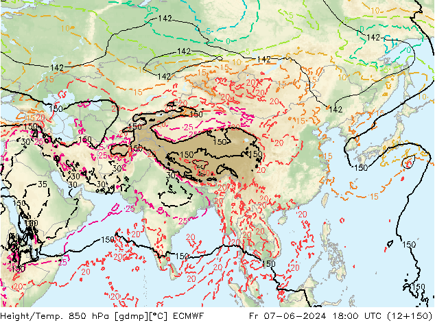 Z500/Rain (+SLP)/Z850 ECMWF vie 07.06.2024 18 UTC