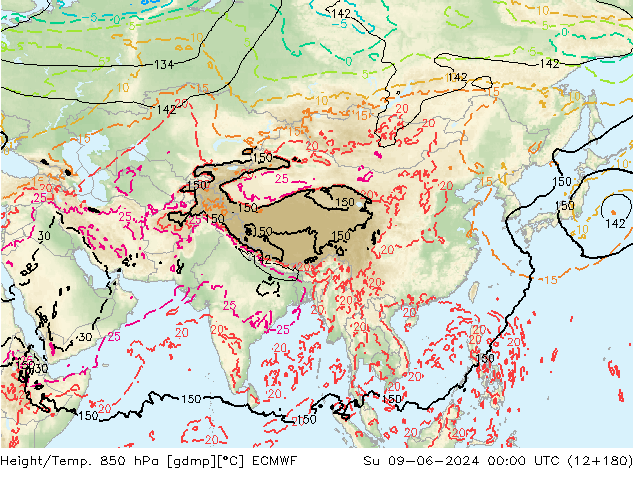 Z500/Regen(+SLP)/Z850 ECMWF zo 09.06.2024 00 UTC