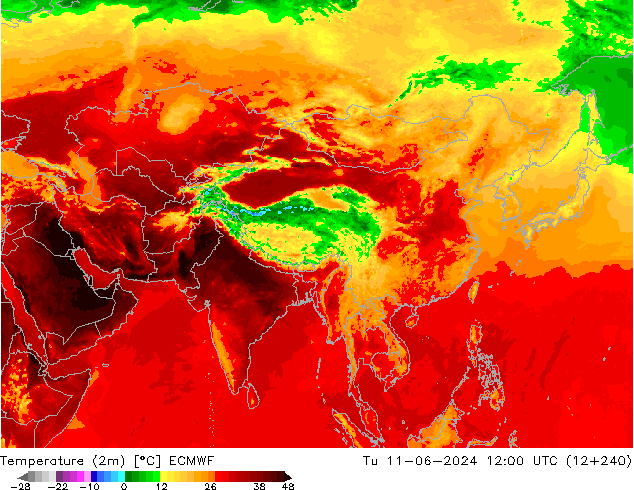 Sıcaklık Haritası (2m) ECMWF Sa 11.06.2024 12 UTC