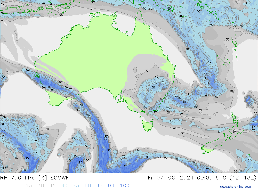 RH 700 hPa ECMWF Fr 07.06.2024 00 UTC