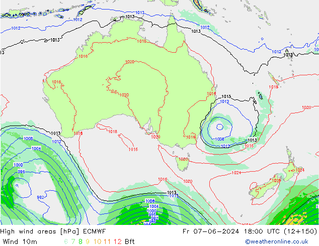 yüksek rüzgarlı alanlar ECMWF Cu 07.06.2024 18 UTC