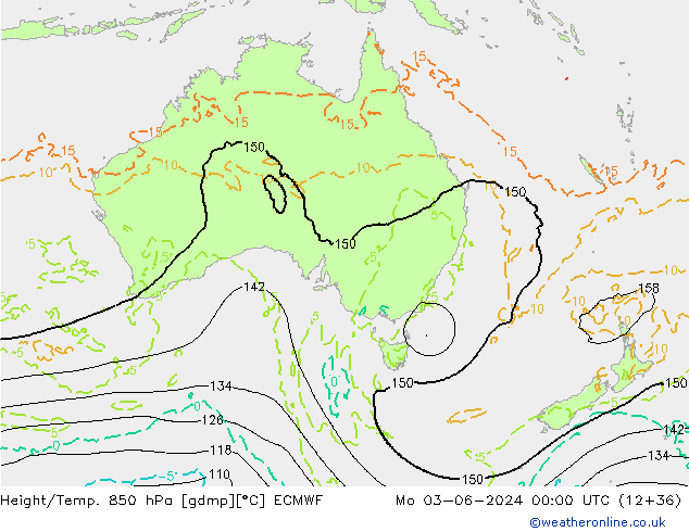 Height/Temp. 850 hPa ECMWF Po 03.06.2024 00 UTC