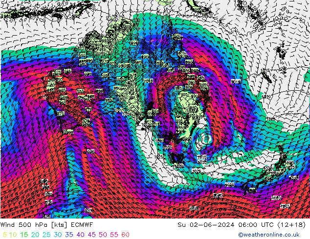 Wind 500 hPa ECMWF Ne 02.06.2024 06 UTC