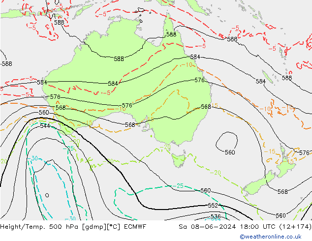 Z500/Yağmur (+YB)/Z850 ECMWF Cts 08.06.2024 18 UTC