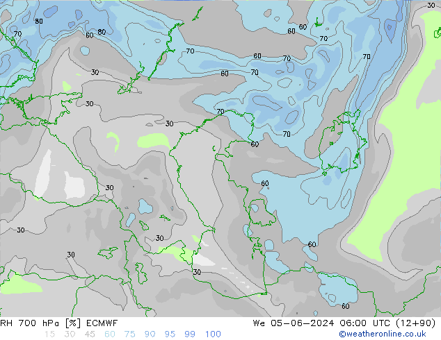 RH 700 hPa ECMWF St 05.06.2024 06 UTC