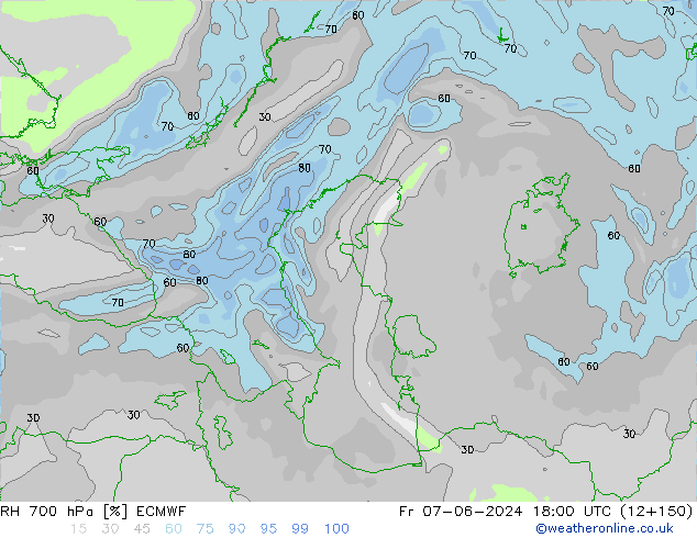 RH 700 hPa ECMWF Fr 07.06.2024 18 UTC