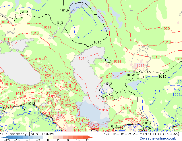 SLP tendency ECMWF Su 02.06.2024 21 UTC