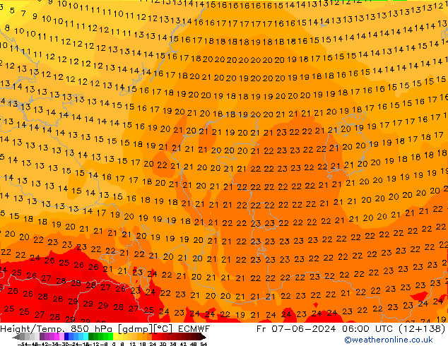 Height/Temp. 850 hPa ECMWF pt. 07.06.2024 06 UTC