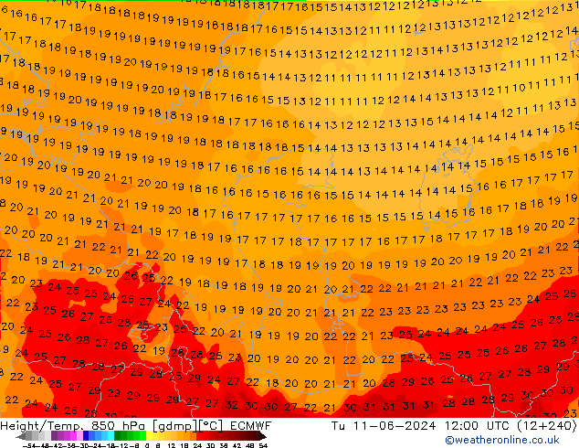 Height/Temp. 850 hPa ECMWF mar 11.06.2024 12 UTC