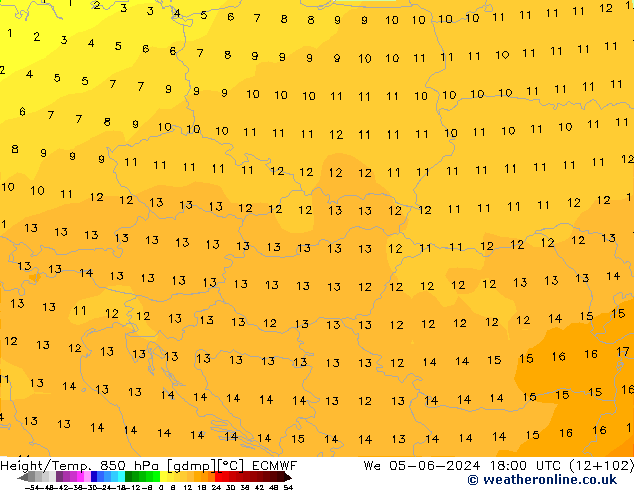 Z500/Rain (+SLP)/Z850 ECMWF śro. 05.06.2024 18 UTC