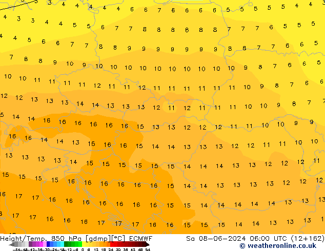 Height/Temp. 850 hPa ECMWF  08.06.2024 06 UTC