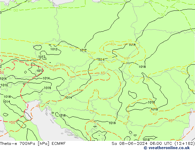 Theta-e 700гПа ECMWF сб 08.06.2024 06 UTC