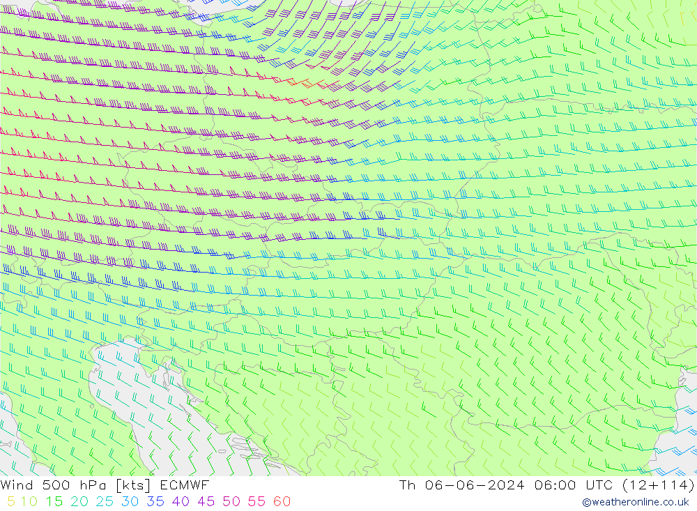 Wind 500 hPa ECMWF Th 06.06.2024 06 UTC