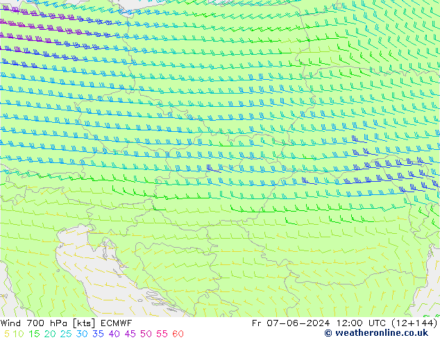 Vent 700 hPa ECMWF ven 07.06.2024 12 UTC