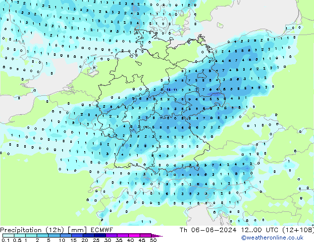 Precipitazione (12h) ECMWF gio 06.06.2024 00 UTC