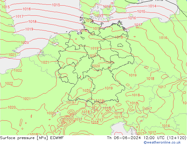 Pressione al suolo ECMWF gio 06.06.2024 12 UTC