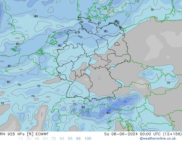 RH 925 hPa ECMWF so. 08.06.2024 00 UTC