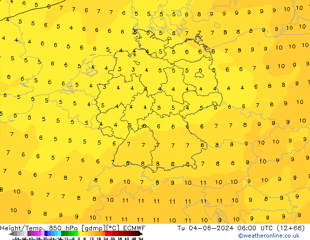 Z500/Rain (+SLP)/Z850 ECMWF Tu 04.06.2024 06 UTC