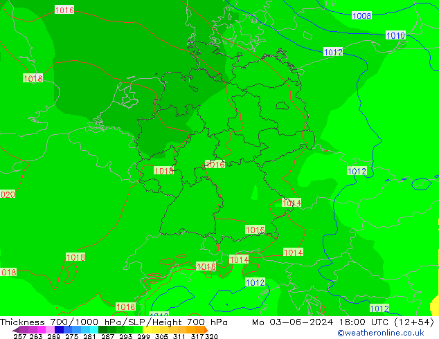 Thck 700-1000 hPa ECMWF Mo 03.06.2024 18 UTC