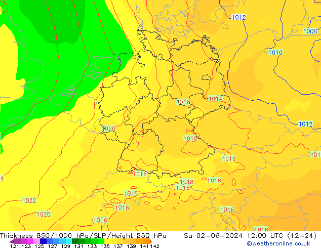 Thck 850-1000 hPa ECMWF Ne 02.06.2024 12 UTC