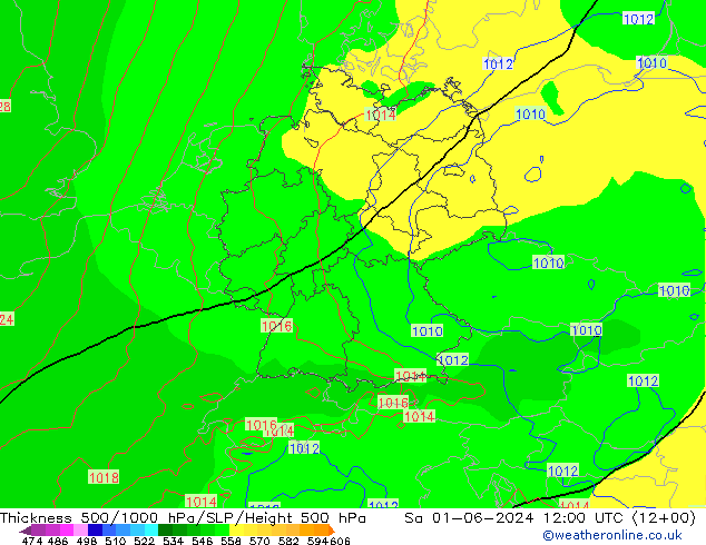 Thck 500-1000hPa ECMWF Sa 01.06.2024 12 UTC