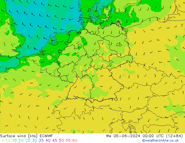 Rüzgar 10 m ECMWF Çar 05.06.2024 00 UTC