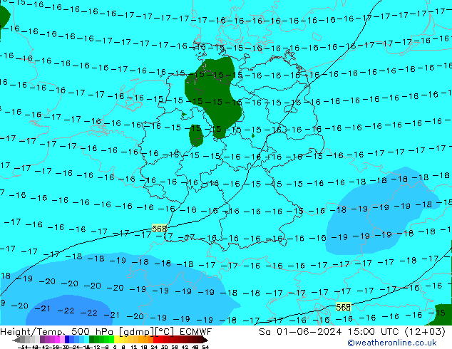 Height/Temp. 500 hPa ECMWF Sáb 01.06.2024 15 UTC