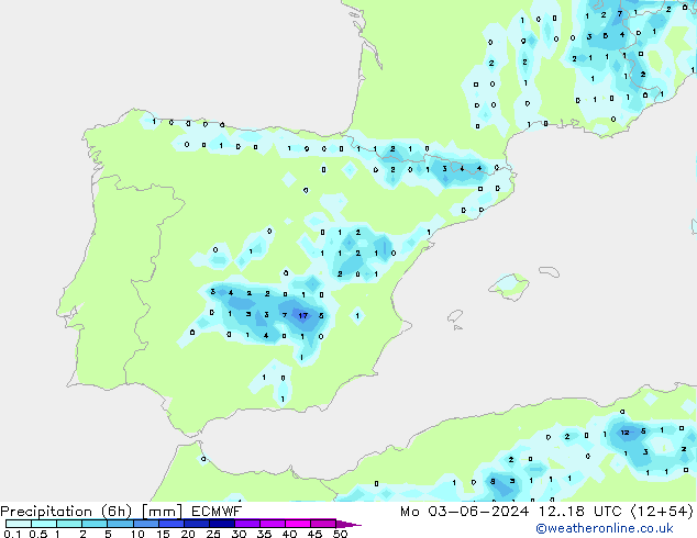 Yağış (6h) ECMWF Pzt 03.06.2024 18 UTC