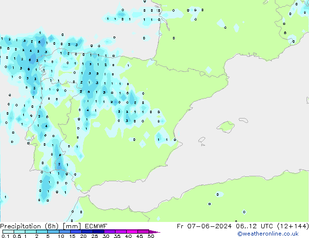 Z500/Rain (+SLP)/Z850 ECMWF пт 07.06.2024 12 UTC