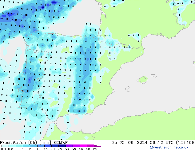 Z500/Rain (+SLP)/Z850 ECMWF Sa 08.06.2024 12 UTC