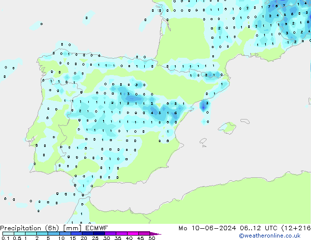 Z500/Rain (+SLP)/Z850 ECMWF пн 10.06.2024 12 UTC