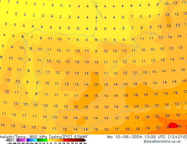 Z500/Rain (+SLP)/Z850 ECMWF пн 10.06.2024 12 UTC