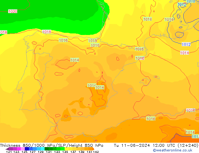 Thck 850-1000 hPa ECMWF  11.06.2024 12 UTC