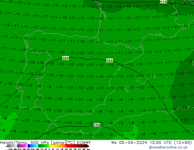 Z500/Rain (+SLP)/Z850 ECMWF We 05.06.2024 12 UTC