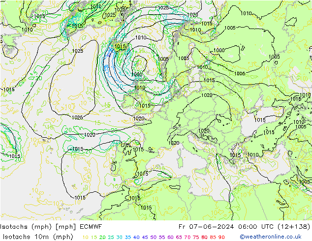 Isotachs (mph) ECMWF Sex 07.06.2024 06 UTC