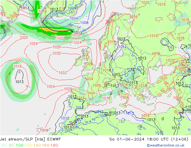 джет/приземное давление ECMWF сб 01.06.2024 18 UTC