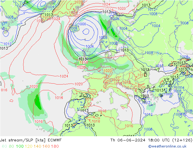Polarjet/Bodendruck ECMWF Do 06.06.2024 18 UTC