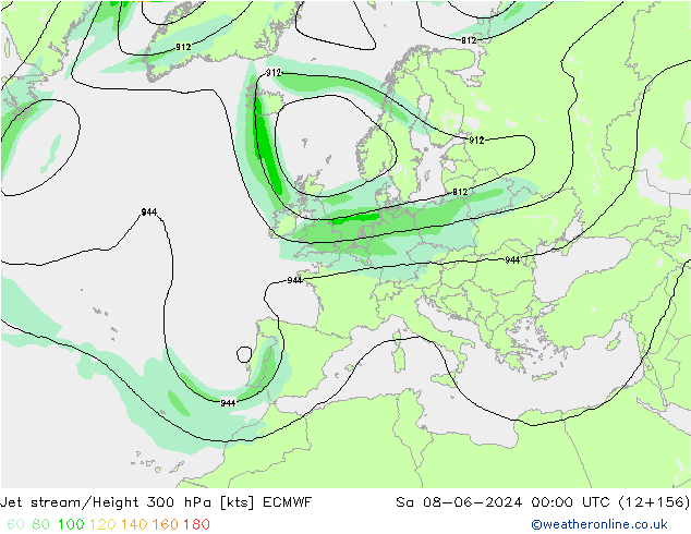 Jet stream/Height 300 hPa ECMWF Sa 08.06.2024 00 UTC