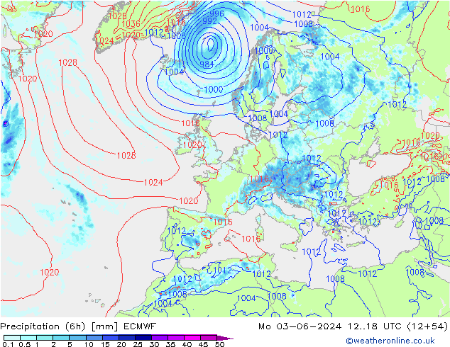 Z500/Rain (+SLP)/Z850 ECMWF Mo 03.06.2024 18 UTC