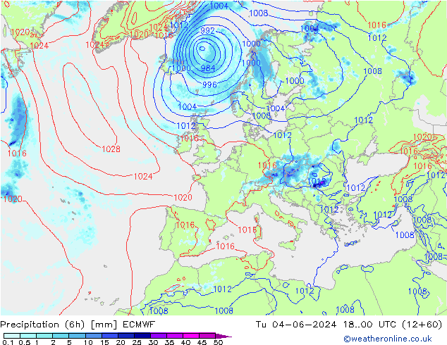 Z500/Rain (+SLP)/Z850 ECMWF mar 04.06.2024 00 UTC