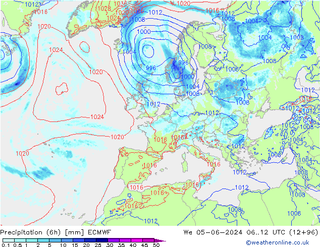 Z500/Rain (+SLP)/Z850 ECMWF ср 05.06.2024 12 UTC