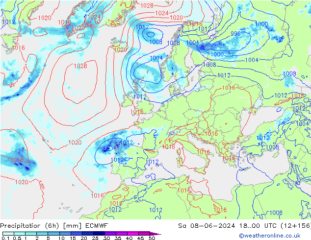 Z500/Rain (+SLP)/Z850 ECMWF sáb 08.06.2024 00 UTC