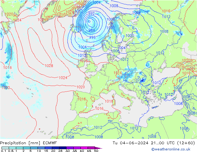 Précipitation ECMWF mar 04.06.2024 00 UTC