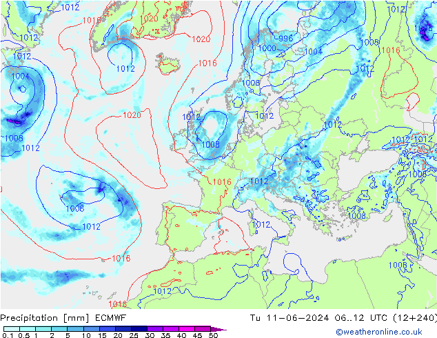 осадки ECMWF вт 11.06.2024 12 UTC