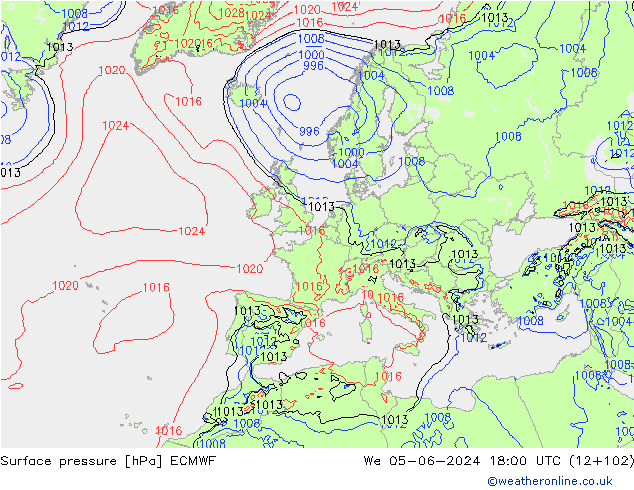 pressão do solo ECMWF Qua 05.06.2024 18 UTC