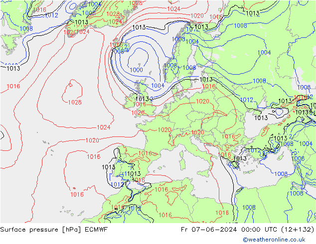 Bodendruck ECMWF Fr 07.06.2024 00 UTC