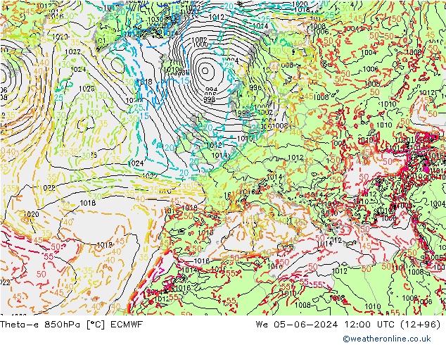 Theta-e 850hPa ECMWF Çar 05.06.2024 12 UTC