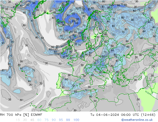 RH 700 hPa ECMWF wto. 04.06.2024 06 UTC