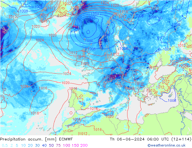 Precipitation accum. ECMWF Th 06.06.2024 06 UTC